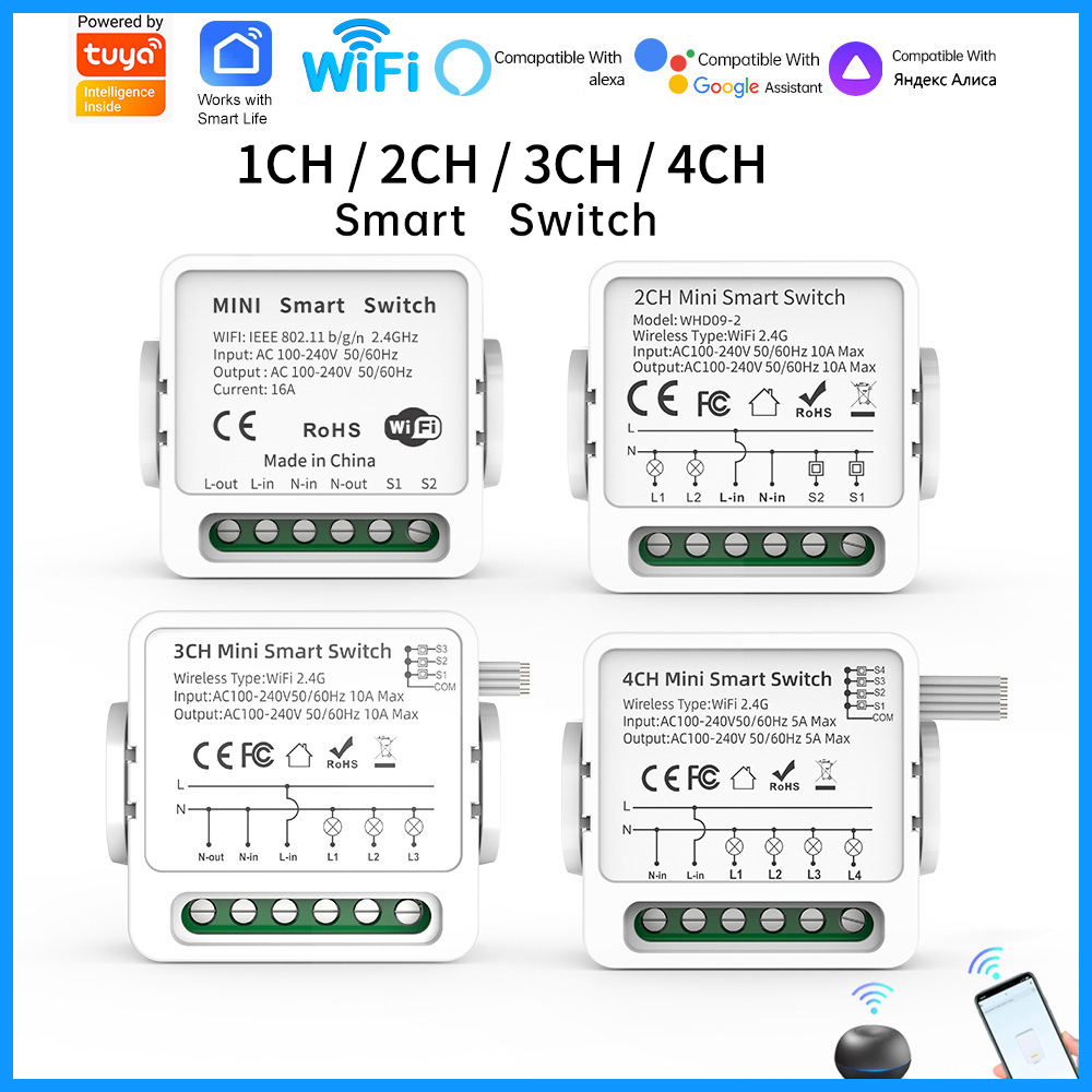 Tuya WiFi Smart Switch 1/2/3/4 - огляд і ціна Tuya 4 Channel