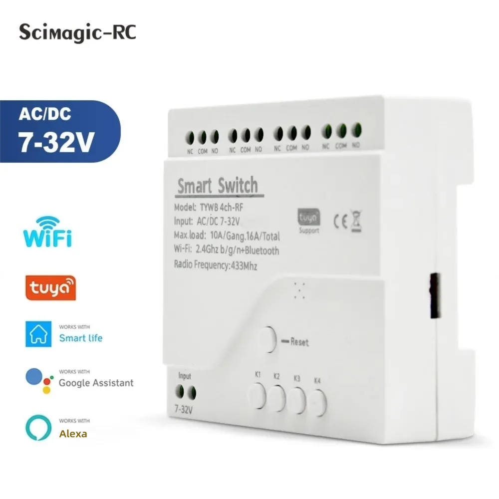 Tuya Smart WiFi 7-32V 85-250V  - огляд і ціна Tuya 4 Channel
